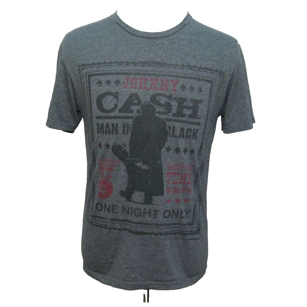 JOHNNY CASH Men's (Size Medium) Gray Short Sleeve Graphic T-Shirt Country Music